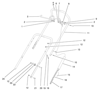 Handle Assembly Diagram and Parts List for 38421 7900001 - 7999999 Toro Snow Blower