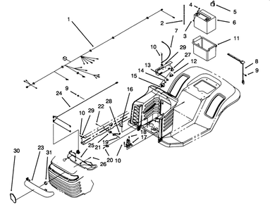Electrical Assembly Diagram and Parts List for 71202 4900001 - 4999999 Toro Lawn Tractor