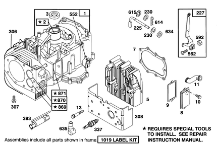 Engine Briggs & Stratton Model 254707-0128-01 Diagram and Parts List for 71200 3900001 - 3999999 Toro Lawn Tractor