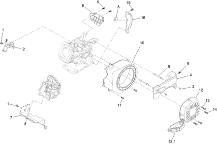 Blower Housing And Shrouds Assembly Diagram and Parts List for 38752 409000000 - 412999999 Toro Snow Blower
