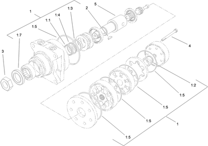 Hydraulic Motor Assembly Diagram and Parts List for 79548 (312000001-312999999)(2012) Toro Lawn Mower