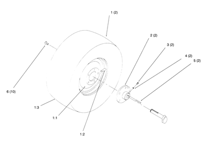 Rear Wheel Diagram and Parts List for 72084 6900001 - 6999999 Toro Lawn Tractor
