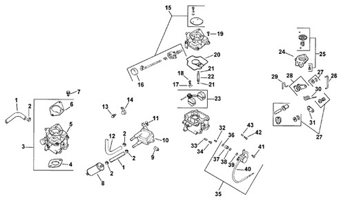 Fuel System Diagram and Parts List for 74182 (890001-890183)(1998) Toro Lawn Tractor