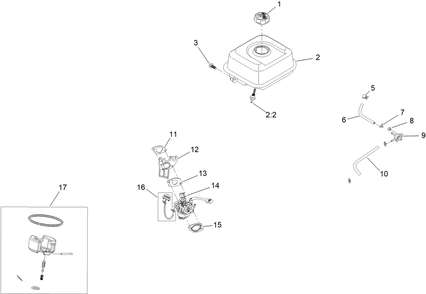 Fuel System And Carburetor Assembly Diagram and Parts List for 38814 409000000 - 411499999 Toro Snow Blower