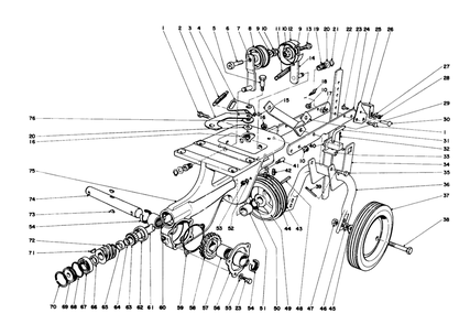 Chassis Assembly Diagram and Parts List for 58125 4000001 - 4999999 Toro Tiller
