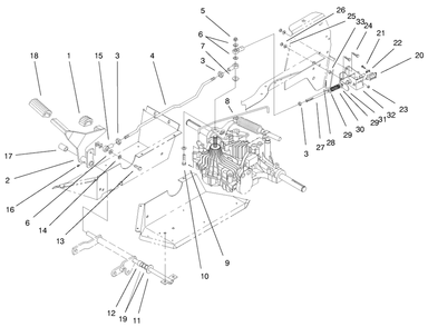 Hydro Controls Assembly Diagram and Parts List for 72086 9900001 - 9999999 Toro Lawn Tractor