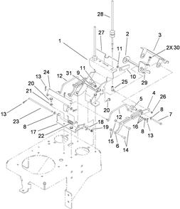 Lower Control Assembly Diagram and Parts List for 74558 (290000001-290000209)(2009) Toro Lawn Mower