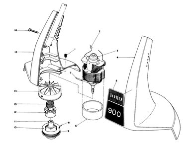 Motor And Housing Assembly Diagram and Parts List for 51217 1000001 - 1999999 Toro Trimmer
