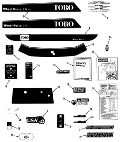 Decal & Miscellaneous Parts Assembly Diagram and Parts List for 32-12B5A2 1000001 - 1999999 Toro Lawn Tractor