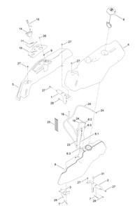 Body Styling And Fuel Pod Assembly Diagram and Parts List for 75746 400000000 - 410999999 Toro Lawn Tractor