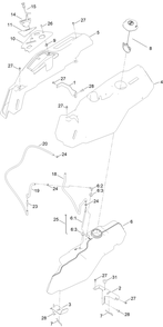 Body Styling And Fuel Pod Assembly Diagram and Parts List for 75747W 400000000 - 409999999 Toro Lawn Tractor