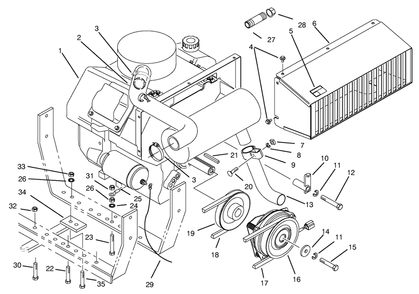 Engine Assembly Diagram and Parts List for 30612 890001 - 899999 Toro Lawn Tractor