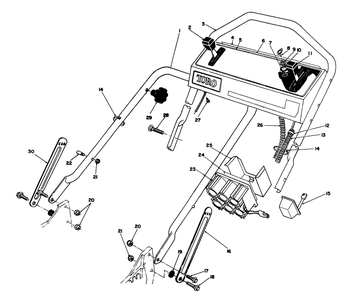 Handle Assembly Diagram and Parts List for 20210 2000001 - 2999999 Toro Lawn Mower