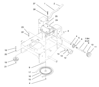 Transmission And Idler Pulley Assembly Diagram and Parts List for 30159 795101 - 799999 Toro Lawn Tractor Accessories