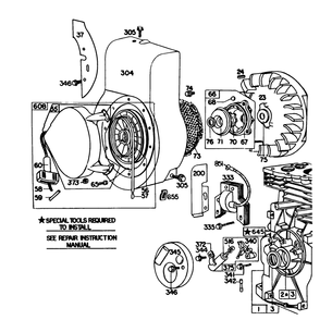 Rewind Starter Assembly Diagram and Parts List for 58600 9000001 - 9999999 Toro Tiller