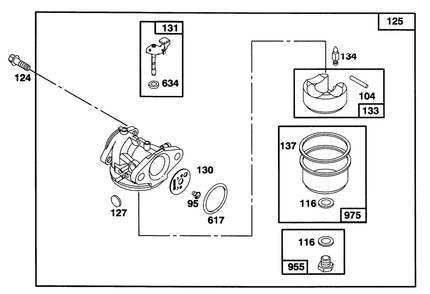 Engine Briggs & Stratton Model 127702-0645-01 Diagram and Parts List for 16401 6900001 - 6999999 Toro Lawn Mower