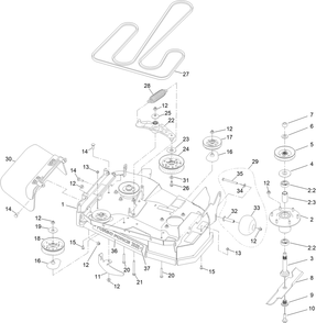 32 Inch Deck Assembly Diagram and Parts List for 74532 400000000 - 417099999 Toro Lawn Tractor