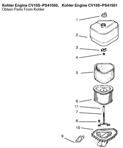 Air Intake / Filtration Diagram and Parts List for 72070 9900001 - 9999999 Toro Lawn Tractor