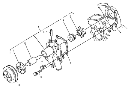 Water Pump Assembly Diagram and Parts List for 22302 990001 - 999999 Toro Lawn Tractor Accessories