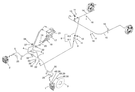 Brake And Master Cylinder Assembly Diagram and Parts List for 12004TC 220000001 - 220999999 Toro Lawn Tractor