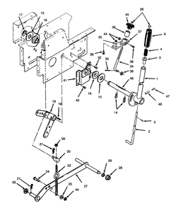 Manual Lift Linkage Diagram and Parts List for 73380 4900001 - 4999999 Toro Lawn Tractor