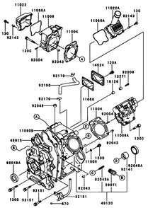 Cylinder/Crankcase Diagram and Parts List for 74212 (990001-991000)(1999) Toro Lawn Mower