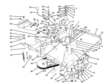 Transmission & Linkage Assembly Diagram and Parts List for 70040 59000001 - 59999999 Toro Lawn Tractor