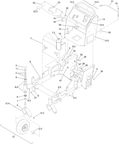 Main Frame Assembly Diagram and Parts List for 74536 405600000-999999999 Toro Lawn Mower