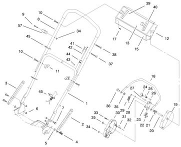 Handle Assembly Diagram and Parts List for 20487 8900001 - 8999999 Toro Lawn Mower