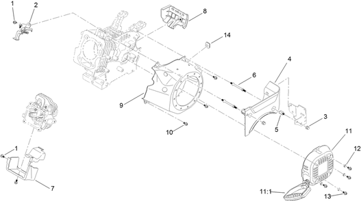 Blower Housing And Shrouds Assembly Diagram and Parts List for 36003 409000000 - 412999999 Toro Snow Blower