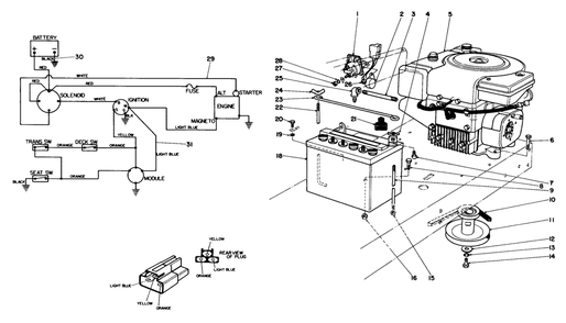 Engine Assembly Diagram and Parts List for 56145 3000001 - 3999999 Toro Lawn Tractor