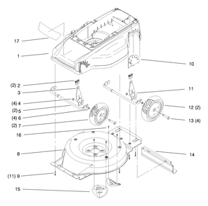 Deck, Liner And Wheel Assembly Diagram and Parts List for 20646 89000001 - 89999999 Toro Lawn Tractor Accessories