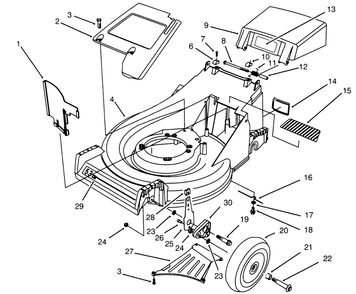 Housing Assembly Diagram and Parts List for 26635BC 5900001 - 5999999 Toro Lawn Mower