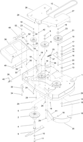 Deck Assembly Diagram and Parts List for 44436 410280000-999999999 Toro Lawn Mower