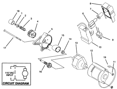 Starter Motor Assembly (Model 38195-Electric) Diagram and Parts List for 38195 59000001 - 59999999 Toro Snow Blower