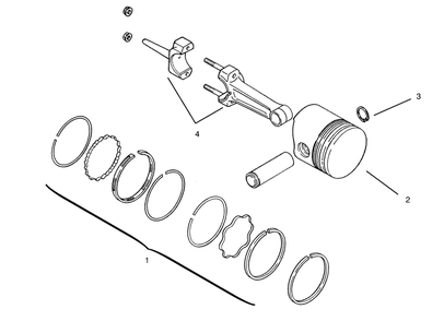 Piston And Rings Diagram and Parts List for 73402 7900001 - 7999999 Toro Lawn Tractor