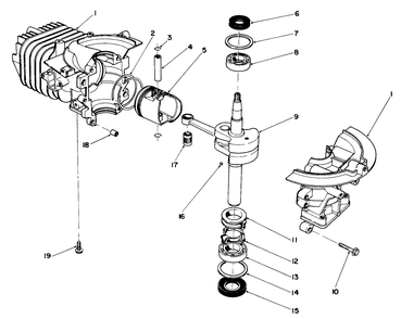 Short Block Assembly Diagram and Parts List for 38185 9000001 - 9999999 Toro Snow Blower