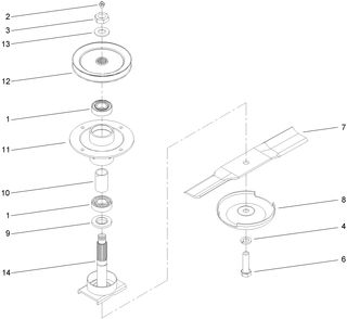 Spindle Housing Assembly 2 Diagram and Parts List for 30299TE (260000001-260999999)(2006) Toro Lawn Mower