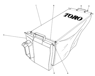 Grass Bag Assembly Diagram and Parts List for 20758 1000001 - 1999999 Toro Lawn Mower
