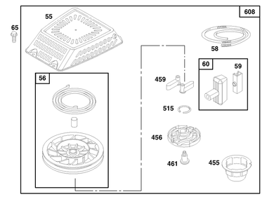 Engine Gts 150 (Model No. 20465 Only) À Model No. 20465-6900001 & Up May Have Been Assembled With Starter Ass-Y No. 77-8450 Or 94-1678.Part Identification Will Be Required For Service Part Replacement Diagram and Parts List for 20466 6900001 - 6999999 Toro Lawn Mower