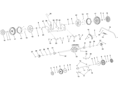 Suspension, Traction And Hoc Assembly Diagram and Parts List for 20942 321000001 - 321999999 Toro Lawn Mower