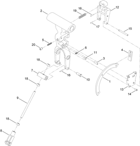 Pitch Handle Locking Guide Assembly Diagram and Parts List for 68051 400000000 - 401999999 Toro Cement Mixer