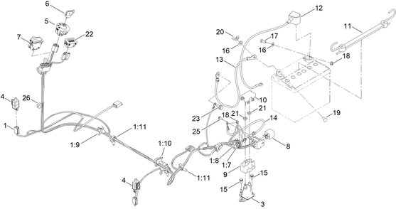 Electrical Assembly Diagram and Parts List for 76530 417116866 - 417309999 Toro Lawn Tractor