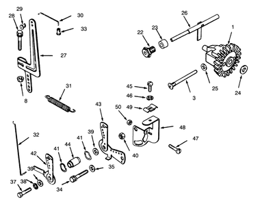 Governor Linkage Diagram and Parts List for 73401 4900001 - 4999999 Toro Lawn Tractor