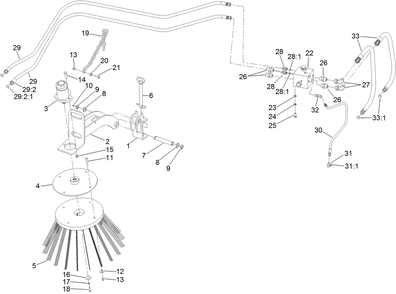 Pick-Up Broom Gutter Brush Assembly Diagram and Parts List for 22544  Toro Power Broom