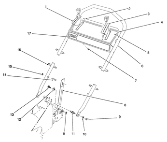 Handle Assembly Diagram and Parts List for 26620B 1000001 - 1999999 Toro Lawn Mower