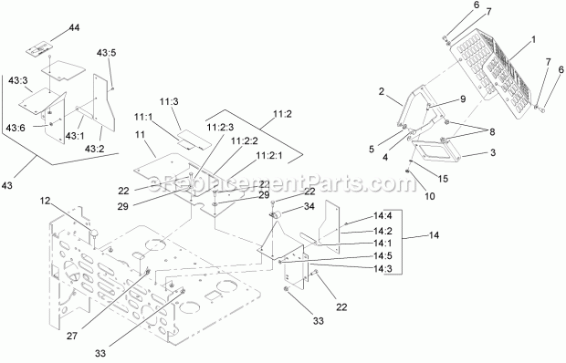 Guard Assembly Diagram and Parts List for 74238 270000001-270999999 Toro Lawn Mower