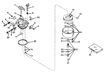 Carburetor No. 631449 Diagram and Parts List for 56030 3000001 - 3999999 Toro Lawn Tractor