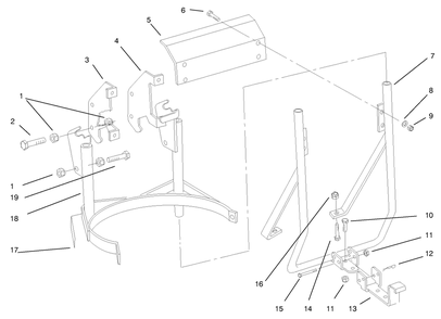 Part Location Diagram of 94-6208 Toro Bagger Mount Assembly