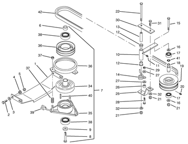 Pto Electric Clutch & Drive Assembly Diagram and Parts List for 74021 490001 - 499999 Toro Lawn Tractor